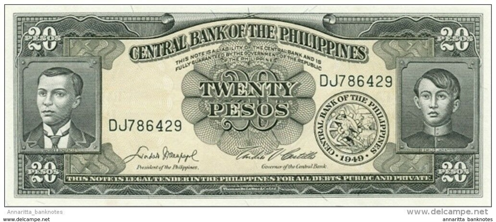 PHILIPPINES 20 PESOS 1949 (1962) P-137d UNC [PH0921d] - Philippines