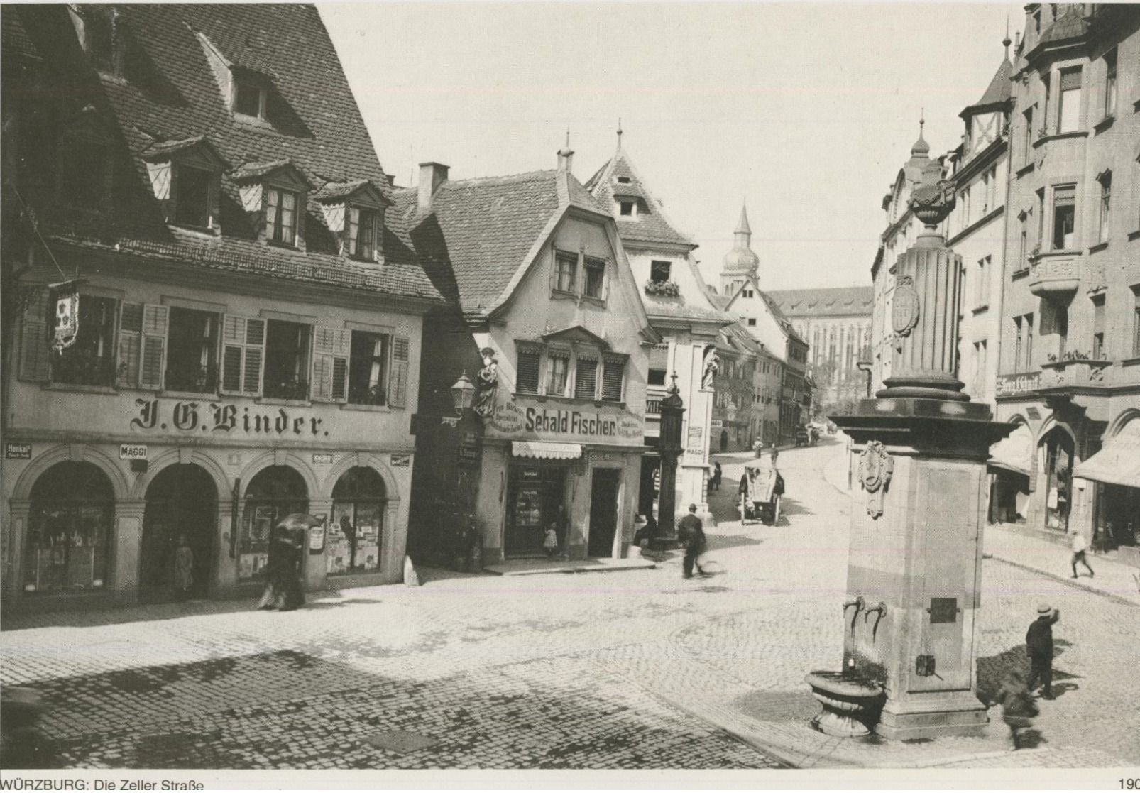 Würzburg V. 1907  Die Zeller Strasse Mit Geschäft Von J.G.Binder,Bäckerei Sebald Fischer Und Hotel  (58100) - Osnabrueck