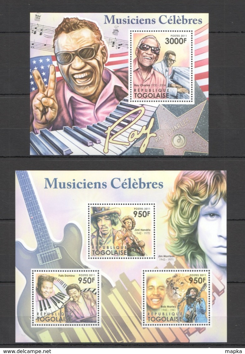 TG1069 2011 TOGO TOGOLAISE MUSIC FAMOUS PEOPLE GREAT FAMOUS MUSICIANS KB+BL MNH - Music