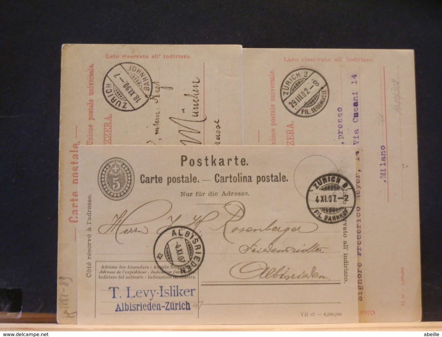 A11/302 3 CP  SUISSE - Interi Postali