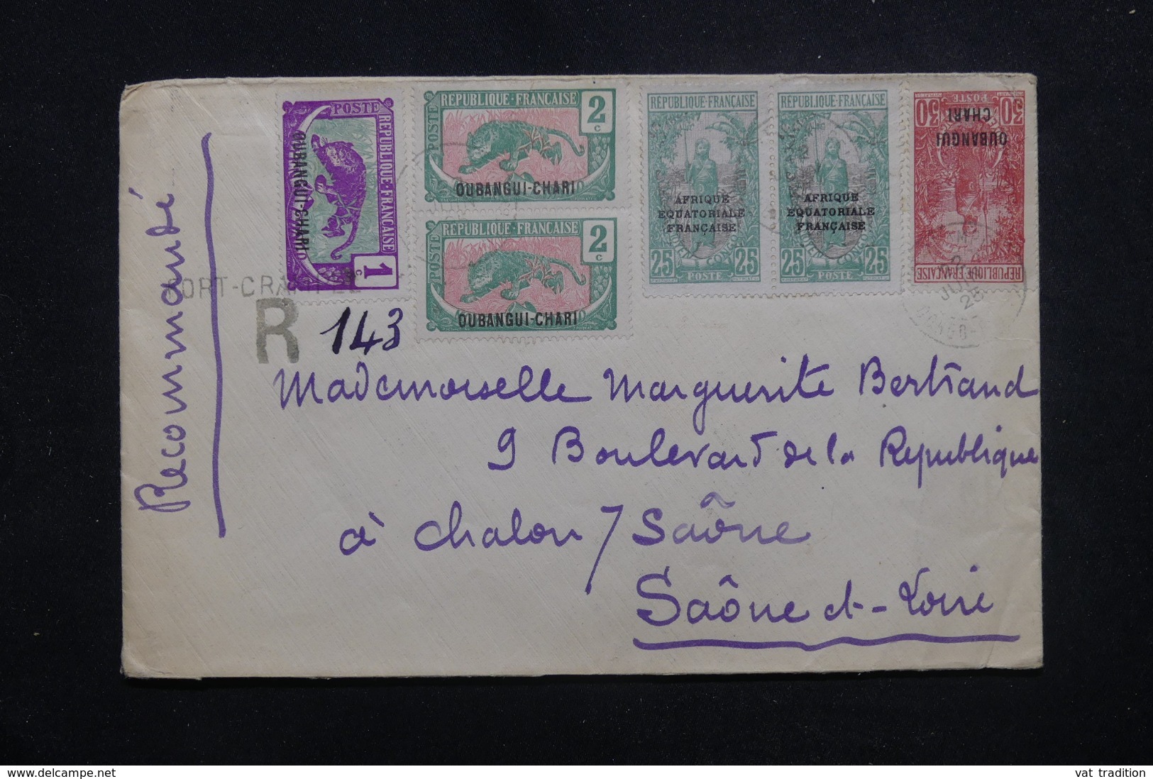 OUBANGUI - Affranchissement Plaisant Sur Enveloppe En Recommandé De Fort Crampel Pour La France En 1925 - L 45693 - Lettres & Documents