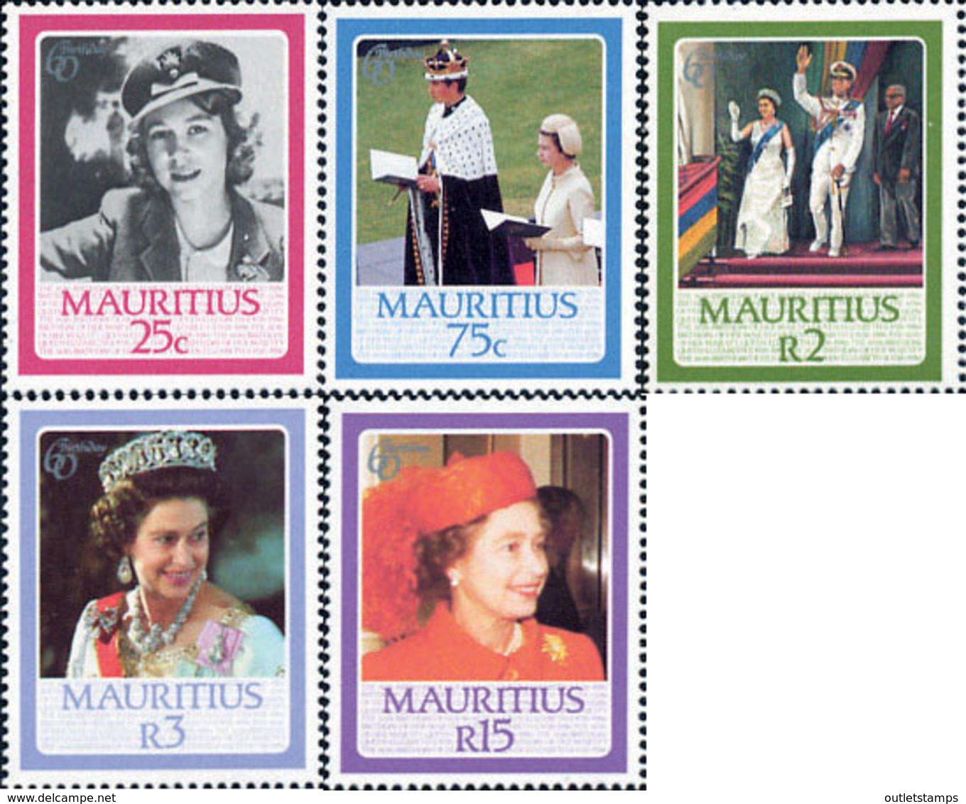 Ref. 162706 * NEW *  - MAURITIUS . 1986. 60th ANNIVERSARY OF QUEEN ELIZABETH II. 60 ANIVERSARIO DE LA REINA ISABEL II - Maurice (1968-...)