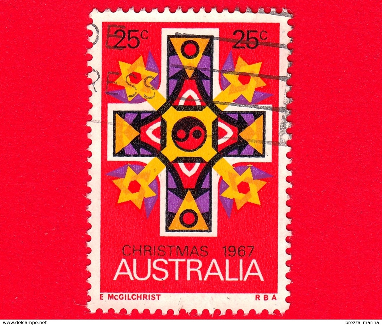 AUSTRALIA - Usato - 1967 - Natale - Christmas - Croce - Cross, Stars Of David - 25 - Gebruikt