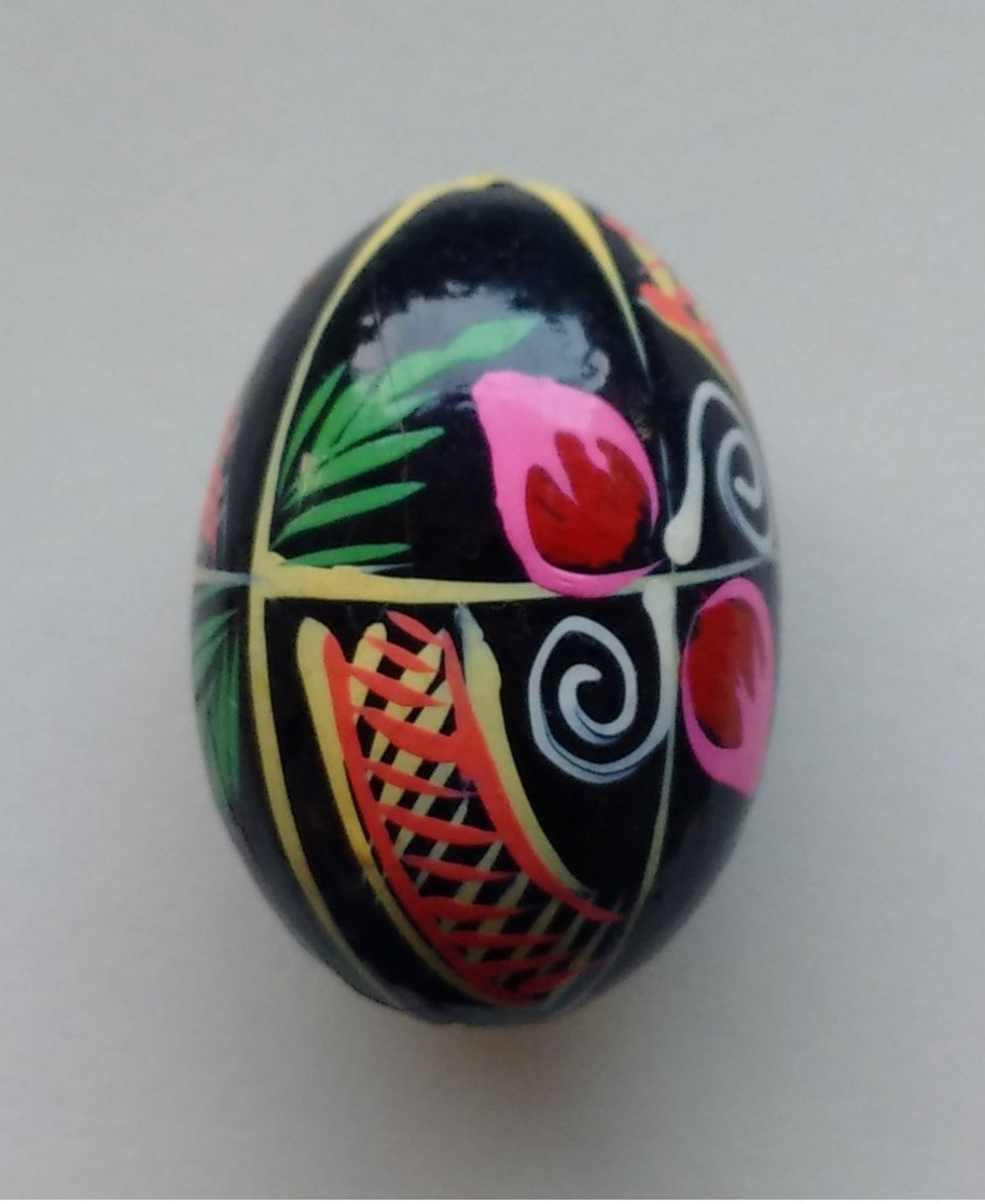 Wooden Egg Oeuf En Bois Folk Art Hand Painted Fait Main 5 - Eieren