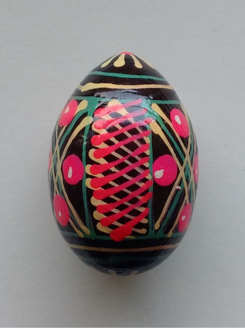 Wooden Egg Oeuf En Bois Folk Art Hand Painted Fait Main 8 - Uova