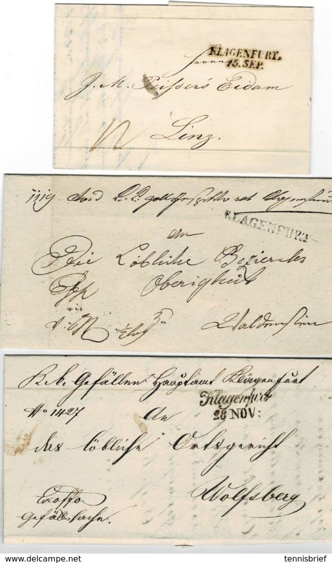 " Klagenfurt " 3 Kpl.  Briefe , Klare Stempel   , A2338 - ...-1850 Vorphilatelie