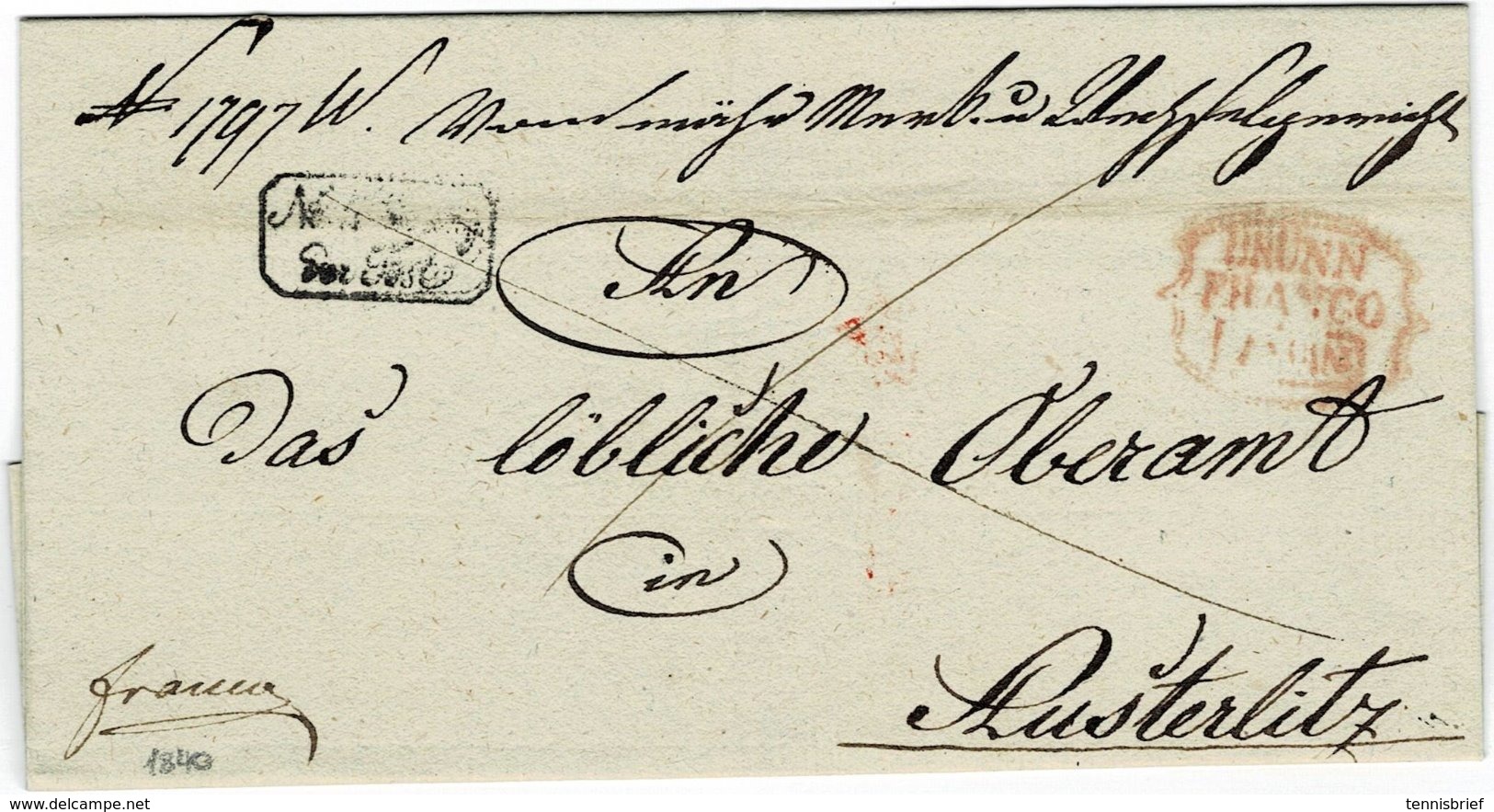 1840, " Brünn-Franco " Seltener Neben-Stp. , A2341 - ...-1850 Voorfilatelie
