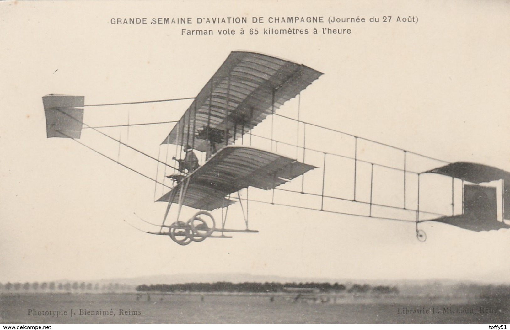 CPA:GRANDE SEMAINE D'AVIATION DE CHAMPAGNE AVIATEUR FARMAN EN PLEIN VOL - Airmen, Fliers