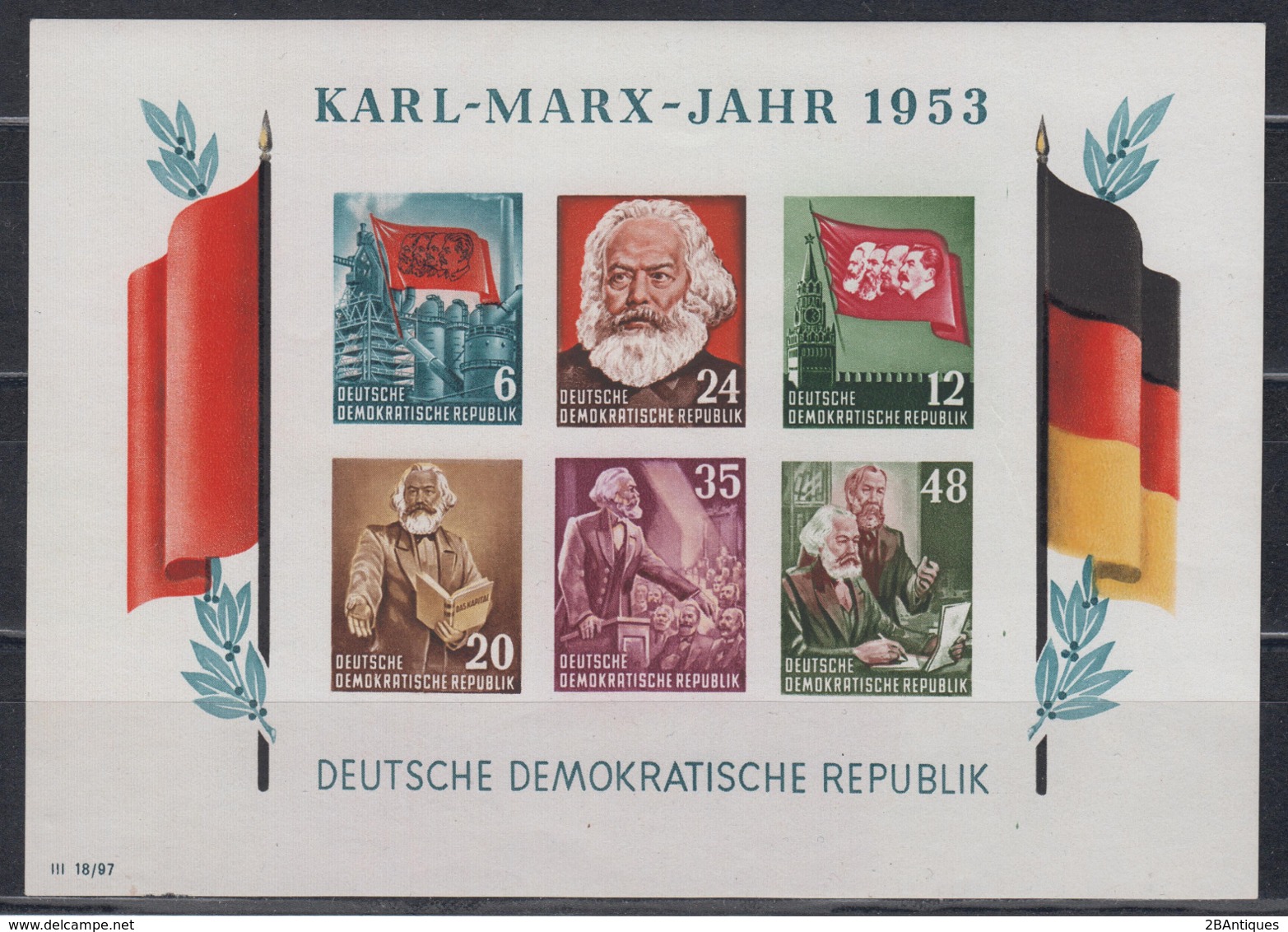 DDR 1953 - Karl-Marx Block 8 B Postfrisch MNH** - Sonstige & Ohne Zuordnung