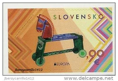 ESLOVAQUIA/ SLOVAKIA/ SLOWAKEI -EUROPA 2015- JUGUETES ANTIGUOS - OLD TOYS"-   SERIE De ! V. ADHESIVO - CARNET - 2015