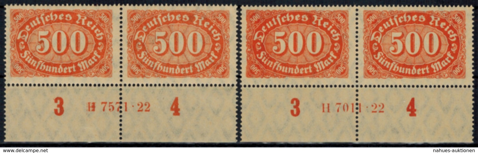 Deutsches Reich 223 Unterrandpaare Mit Beiden HAN Postfrisch Infla - Other & Unclassified