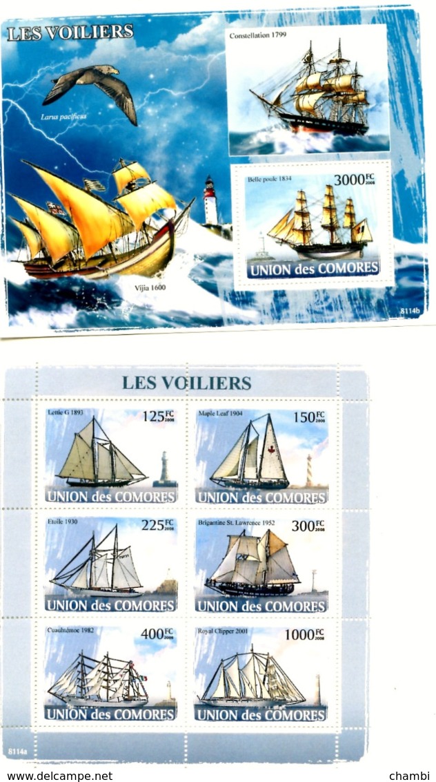 2 Blocs ** Comores Voiliers Ships Marine Bateaux - Comores (1975-...)