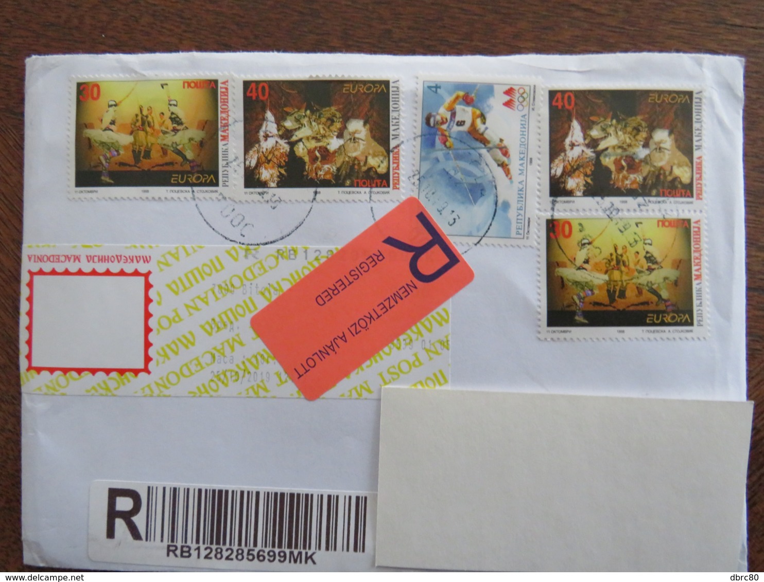 Macedonia, Registered Letter To Hungary, 1998, Stamps, Folk Art, Europa - Macedonia Del Nord