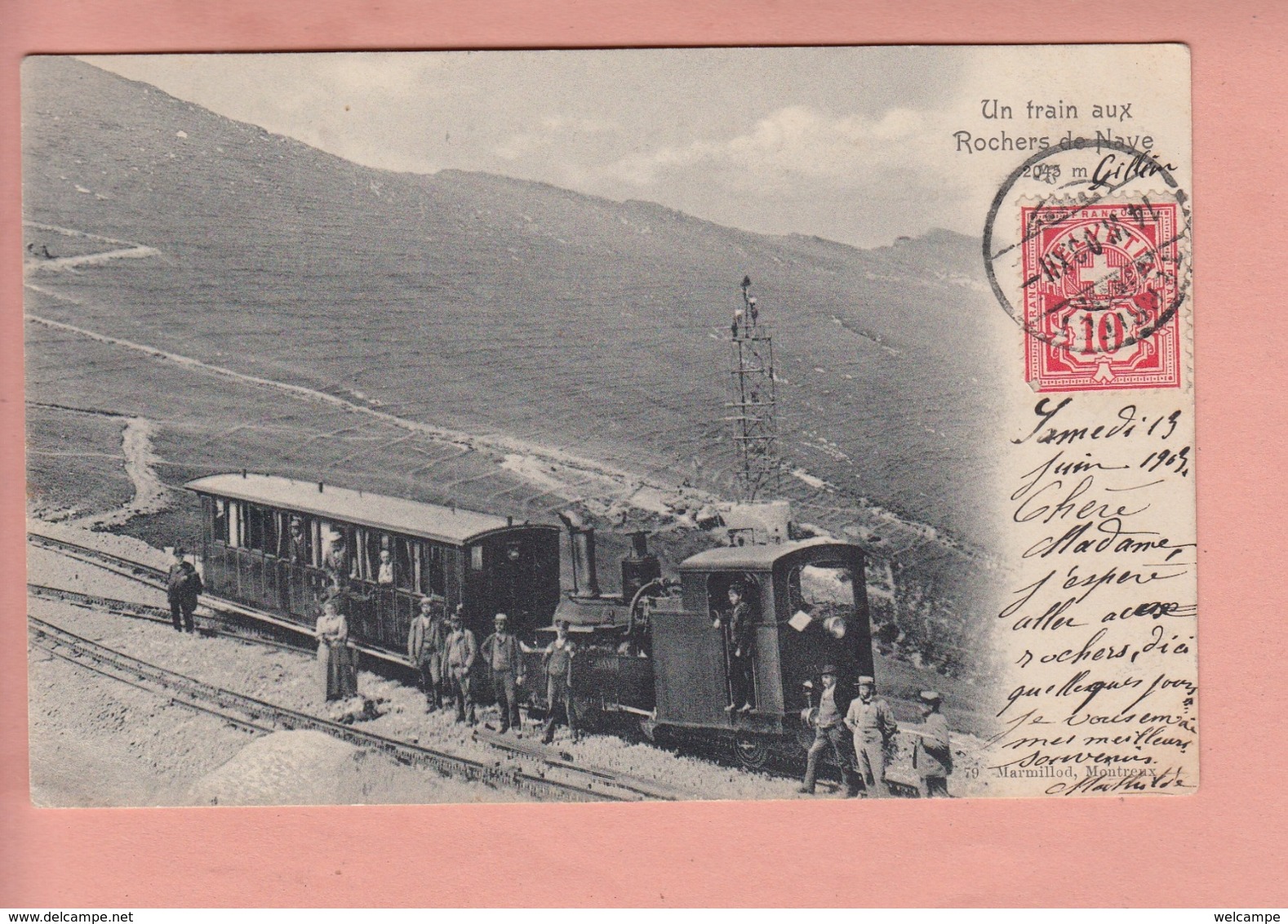 OUDE POSTKAART ZWITSERLAND - SUISSE -  SCHWEIZ -   TREIN - ROCHERS DE NAYE - Roche