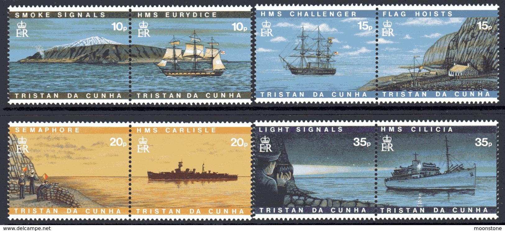 Tristan Da Cunha 1997 Lighthouses & Ships Set Of 8, 4 Pairs, MNH, SG 611/8 - Bateaux