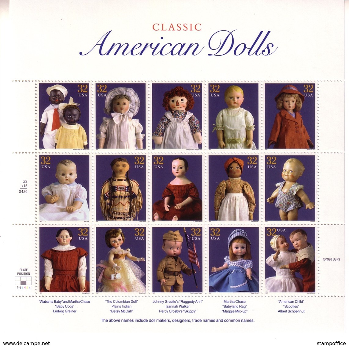 USA MI-NR. 2857-2871 POSTFRISCH(MINT) KLEINBOGEN AMERICAN DOLLS PUPPEN - Hojas Bloque