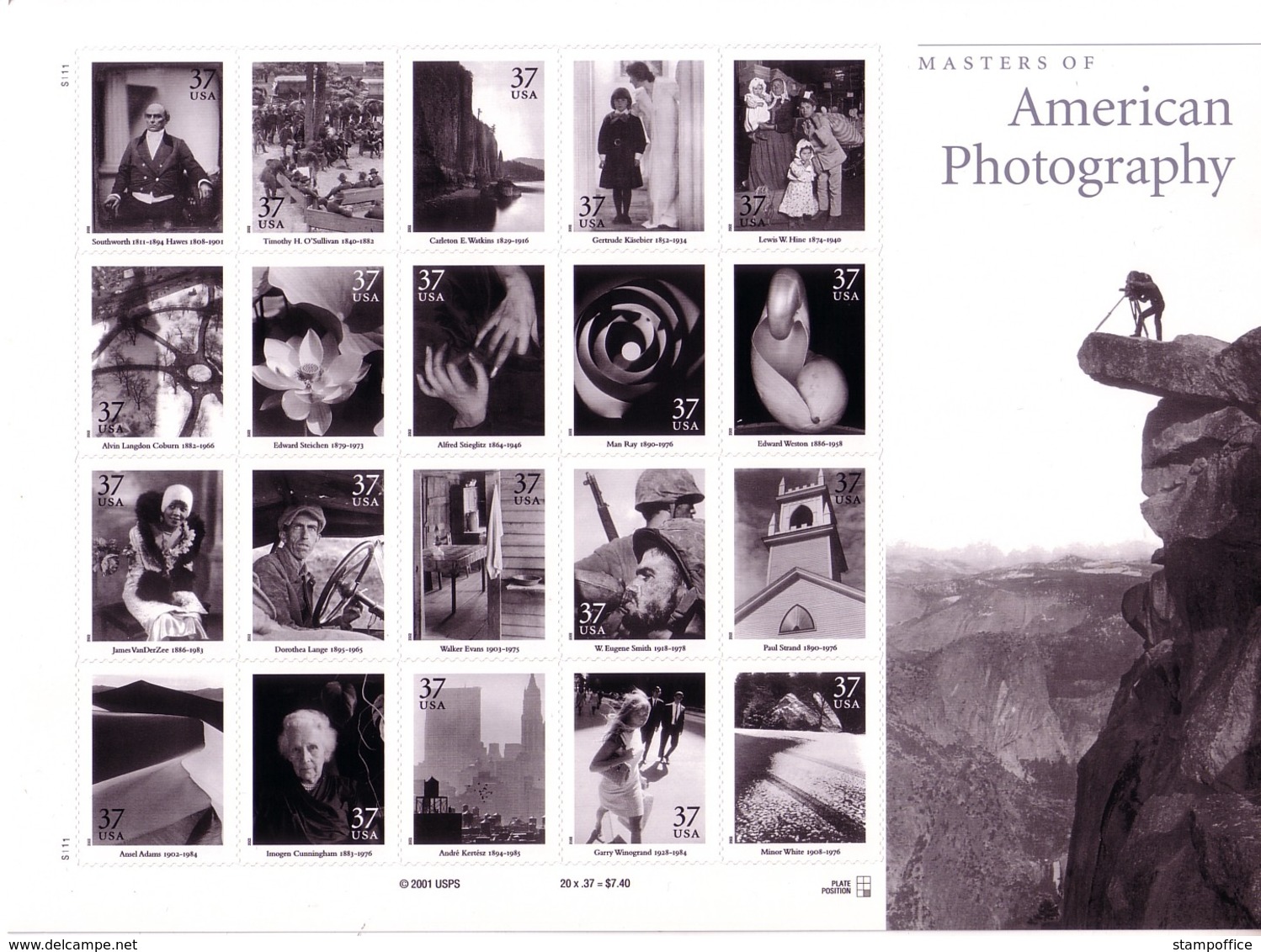 USA MI-NR. 3596-3615 POSTFRISCH(MINT) KLEINBOGEN AMERICAN PHOTOGRAPHY - Blocks & Sheetlets