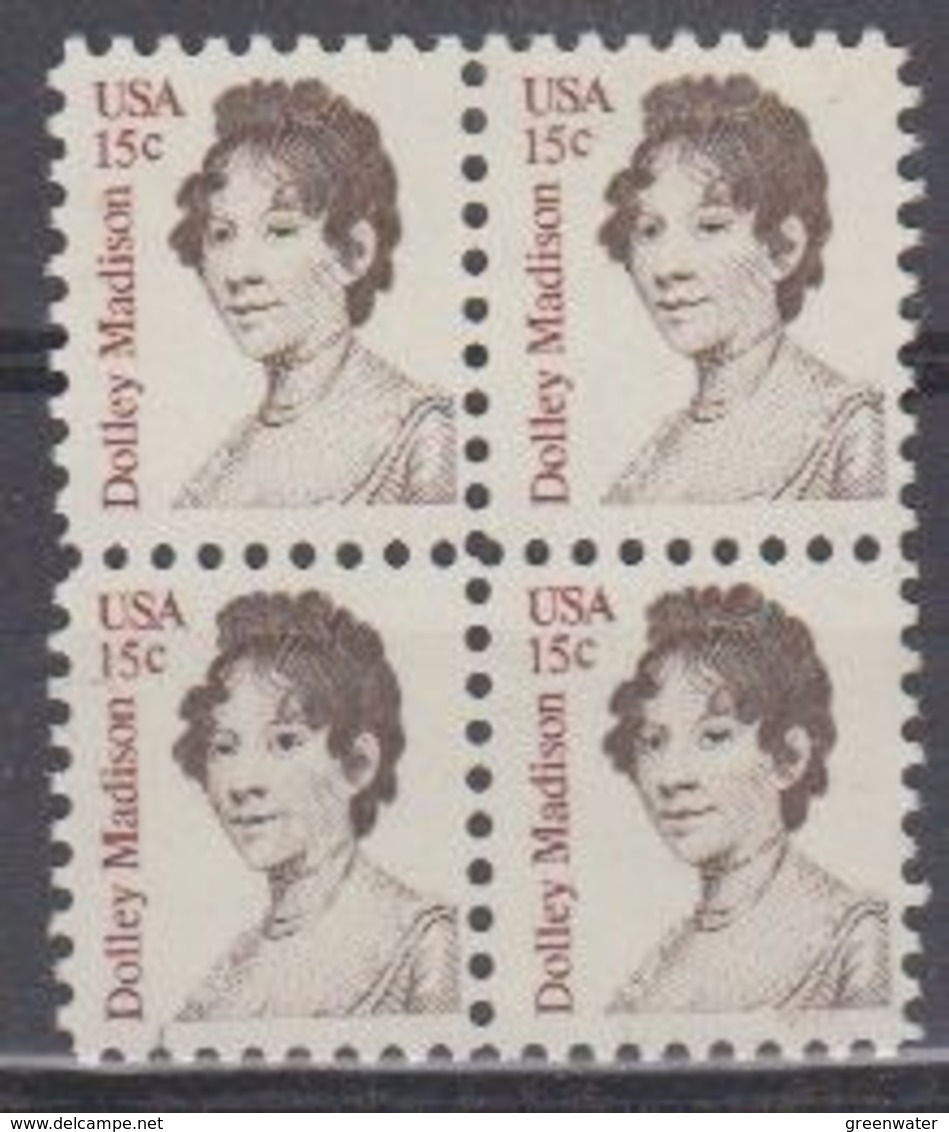 USA 1980 Dolley Madison 1v Bl Of 4 ** Mnh (45020B) - Ongebruikt