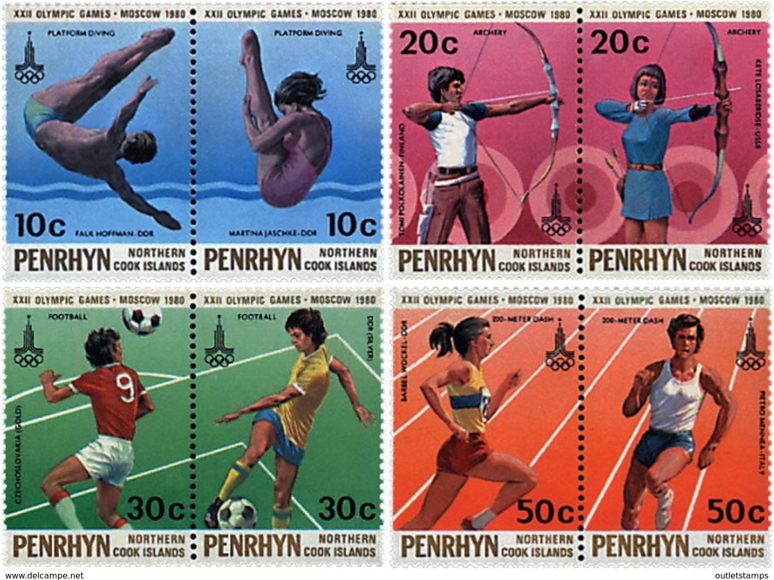 Ref. 6239 * NEW *  - PENRHYN . 1980. GAMES OF THE XXII OLYMPIAD. MOSCOW 1980. 22 JUEGOS OLIMPICOS VERANO MOSCU 1980 - Penrhyn