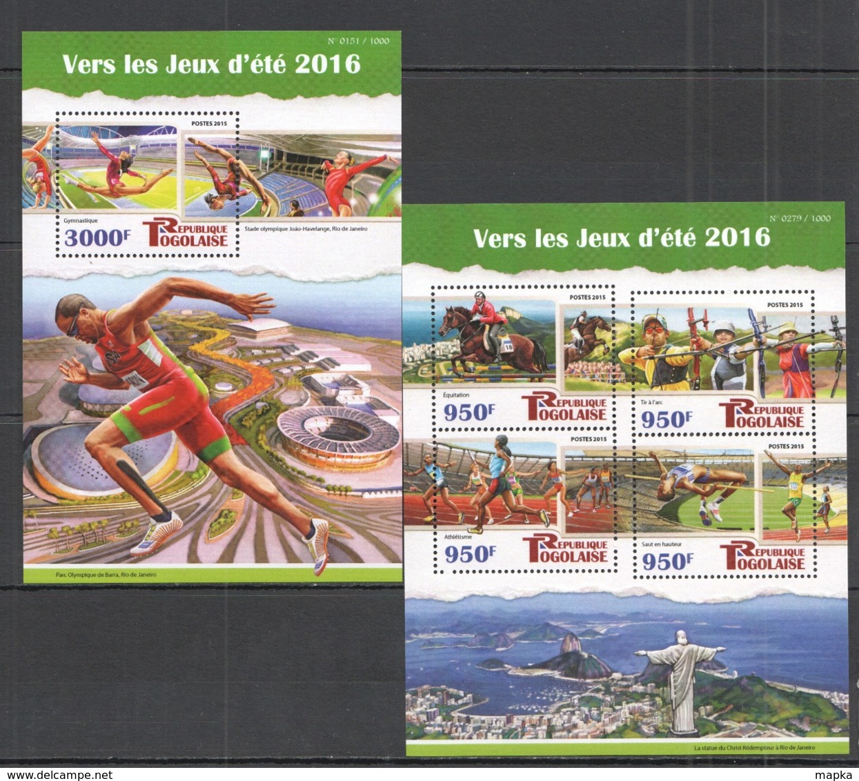 TG103 2015 TOGO TOGOLAISE SPORT SUMMER OLYMPIC GAMES 2016 BRAZIL RIO KB+BL MNH - Sommer 2016: Rio De Janeiro