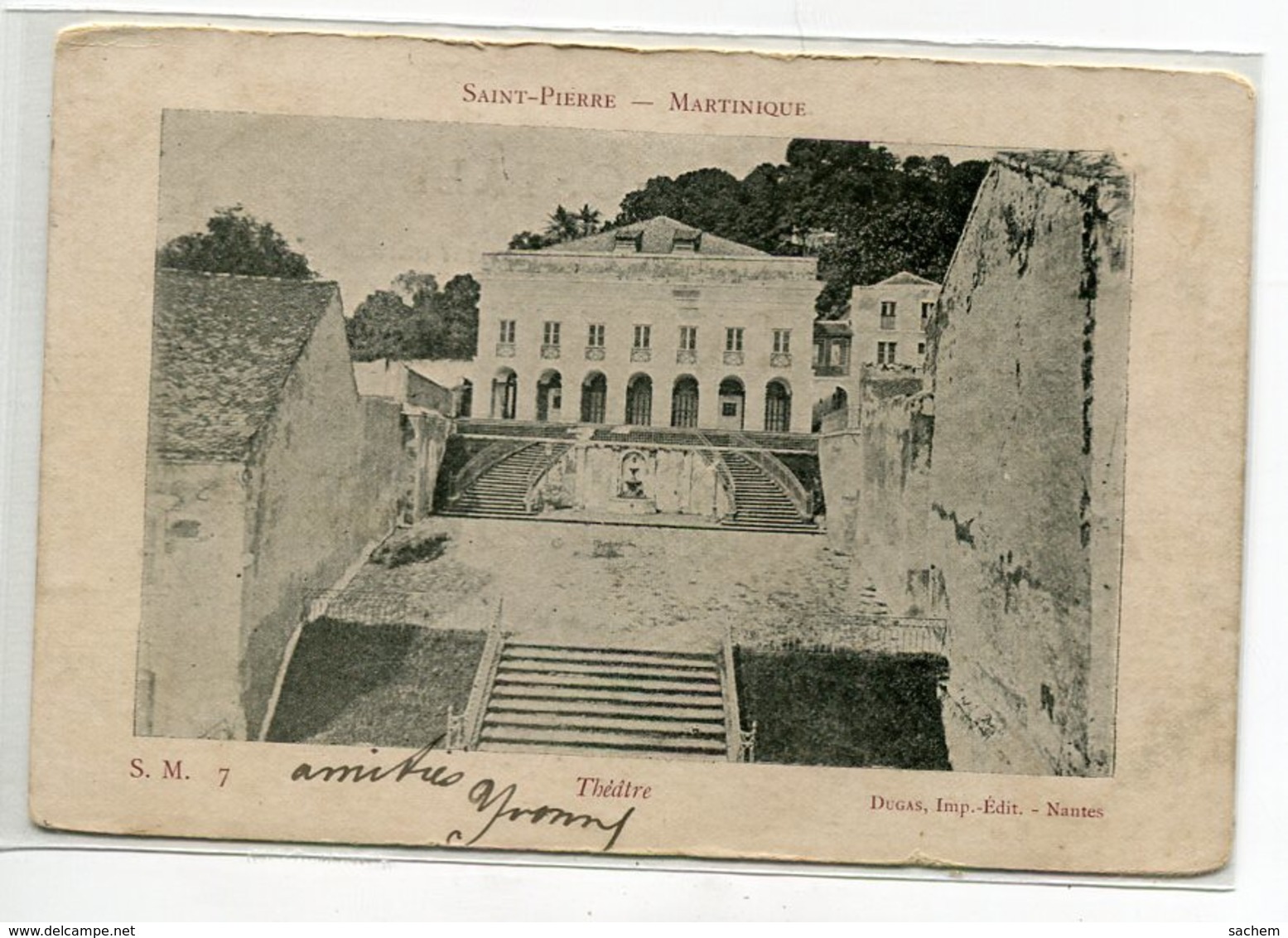 97 MARTINIQUE SAINT PIERRE Carte Rare Le Théatre S.M 7 Edit Dugas Nantes  - écrite En 1904 Timb    D16  2019 - Autres & Non Classés