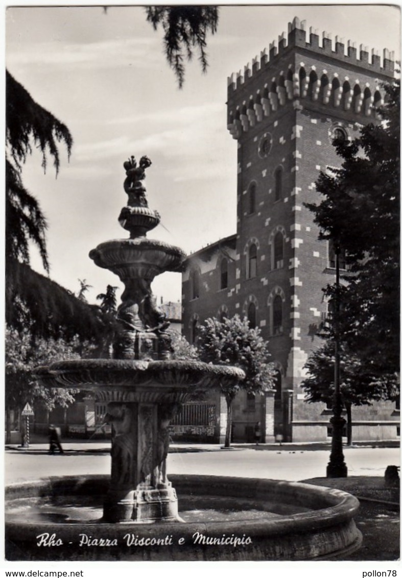 RHO - PIAZZA VISCONTI E MUNICIPIO - MILANO - ANNI '50 - Rho