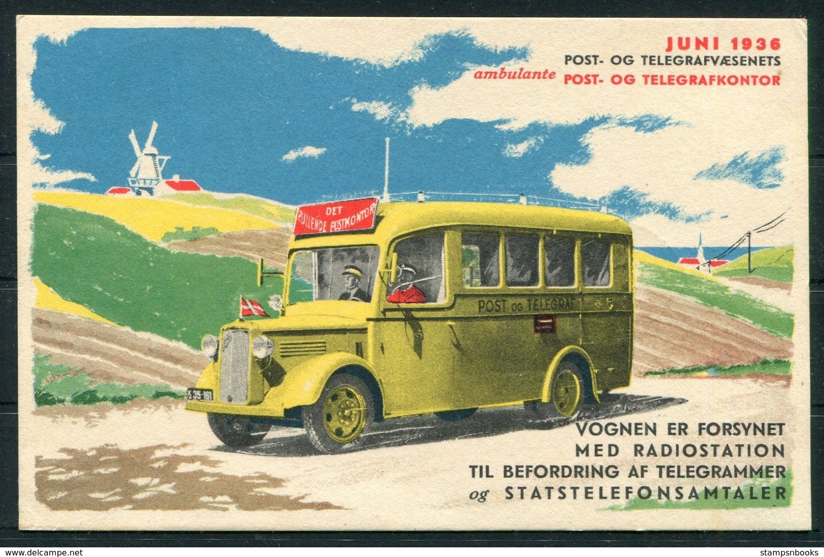 1936 Brevkort Dateret I Rønde Annulleret Med Særstempel Danmark Det Rullende Postkontor. Mobile Post Office Postcard - Covers & Documents