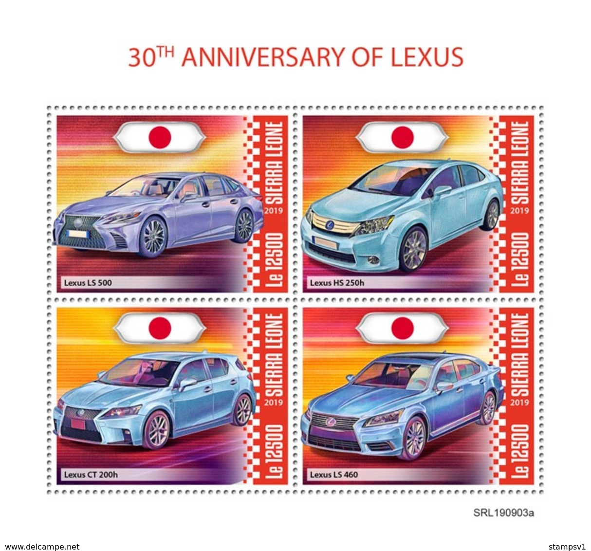 Sierra Leone. 2019 30th Anniversary Of Lexus. (0903a)  OFFICIAL ISSUE - Voitures
