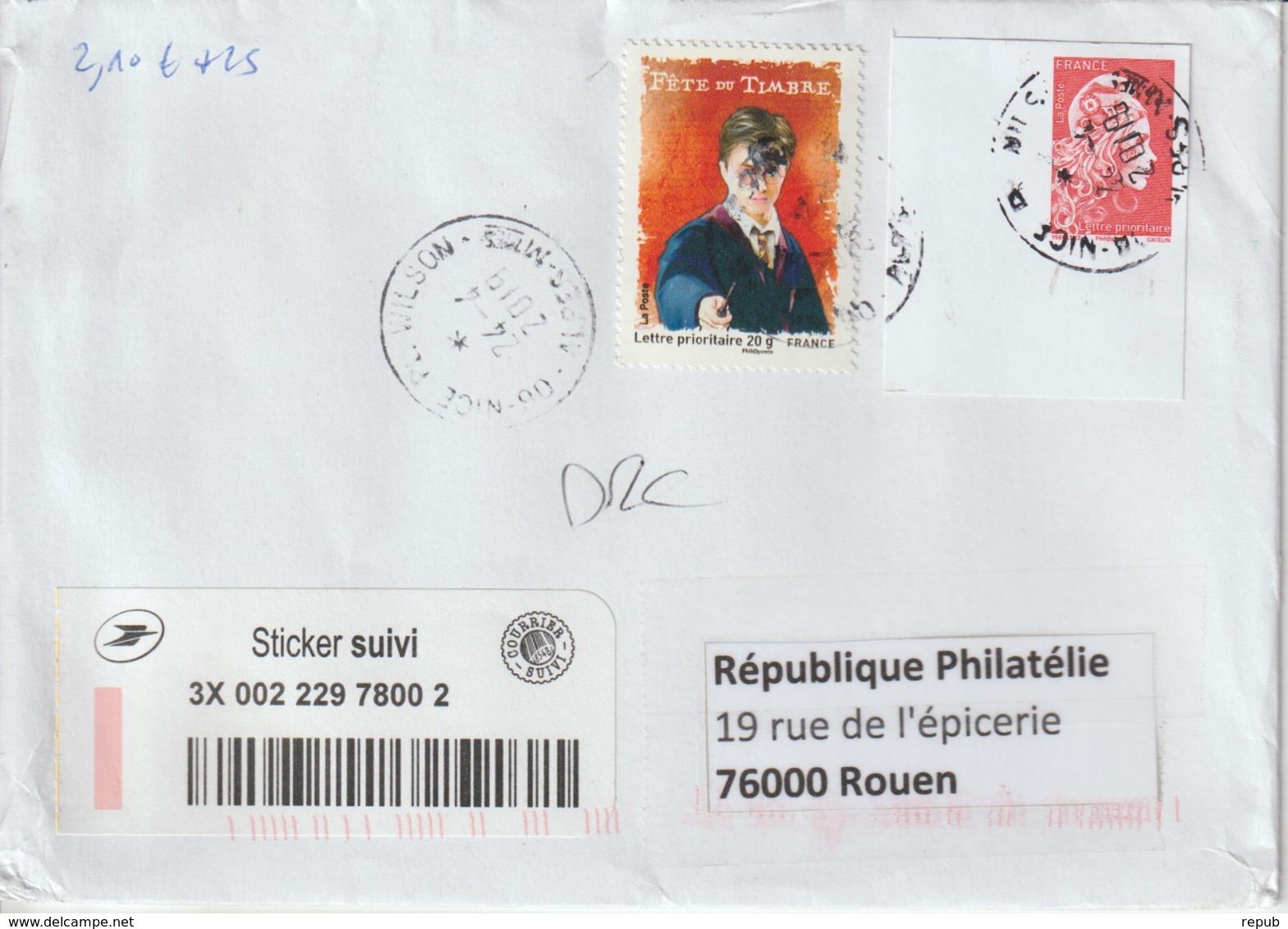 France Lettre Avec Affranchissement 5253A Marianne Engagée Rouge Non Dentelée - Cartas & Documentos