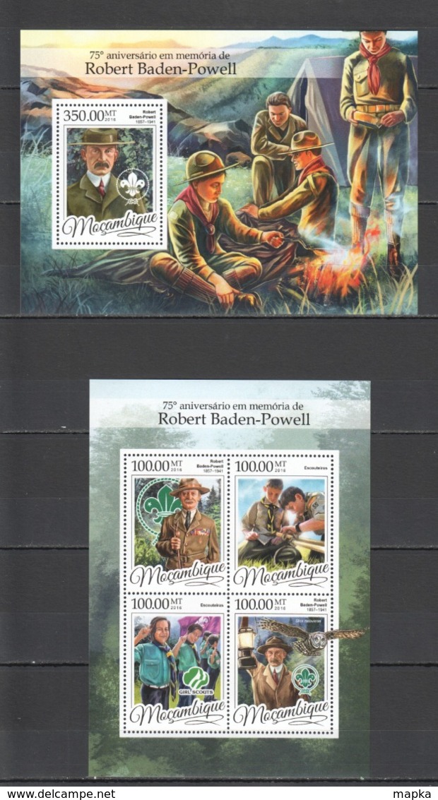 CC379 2016 MOZAMBIQUE MOCAMBIQUE ORGANIZATIONS SCOUTING ROBERT BADEN POWELL 1KB+1BL MNH - Altri & Non Classificati