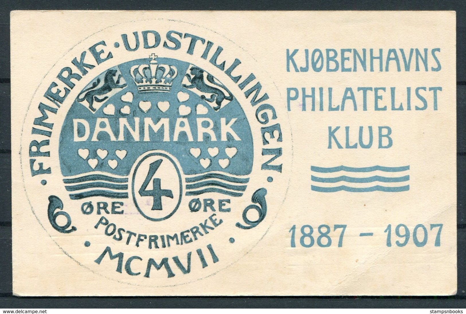 1907 Denmark KPK Copenhagen Philatelic Club 20th Anniversary Postcard - Brieven En Documenten