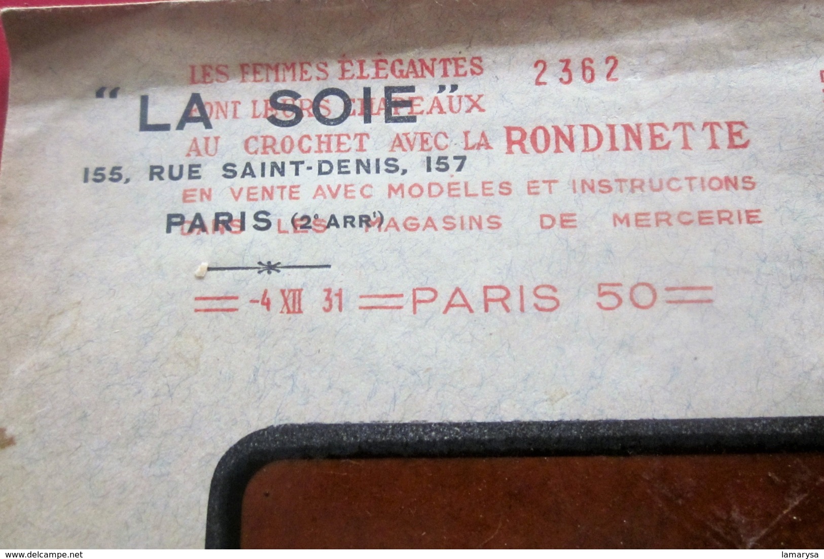 1931 FEMMES ÉLÉGANTES CROCHET-RONDINETTE-LA SOIE Paris 50 -Marcophilie Lettre EMA(Empreinte Machine à Affranchir Havas) - EMA (Printer Machine)