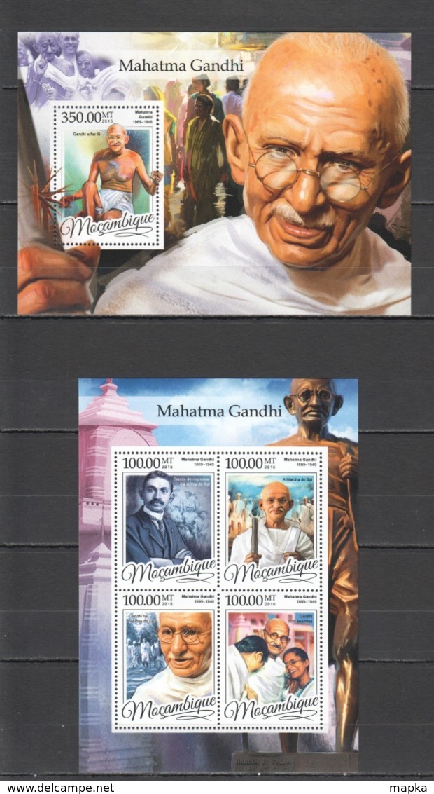 SS472 2016 MOZAMBIQUE FAMOUS PEOPLE MAHATMA GANDHI 1KB+1BL MNH - Other & Unclassified