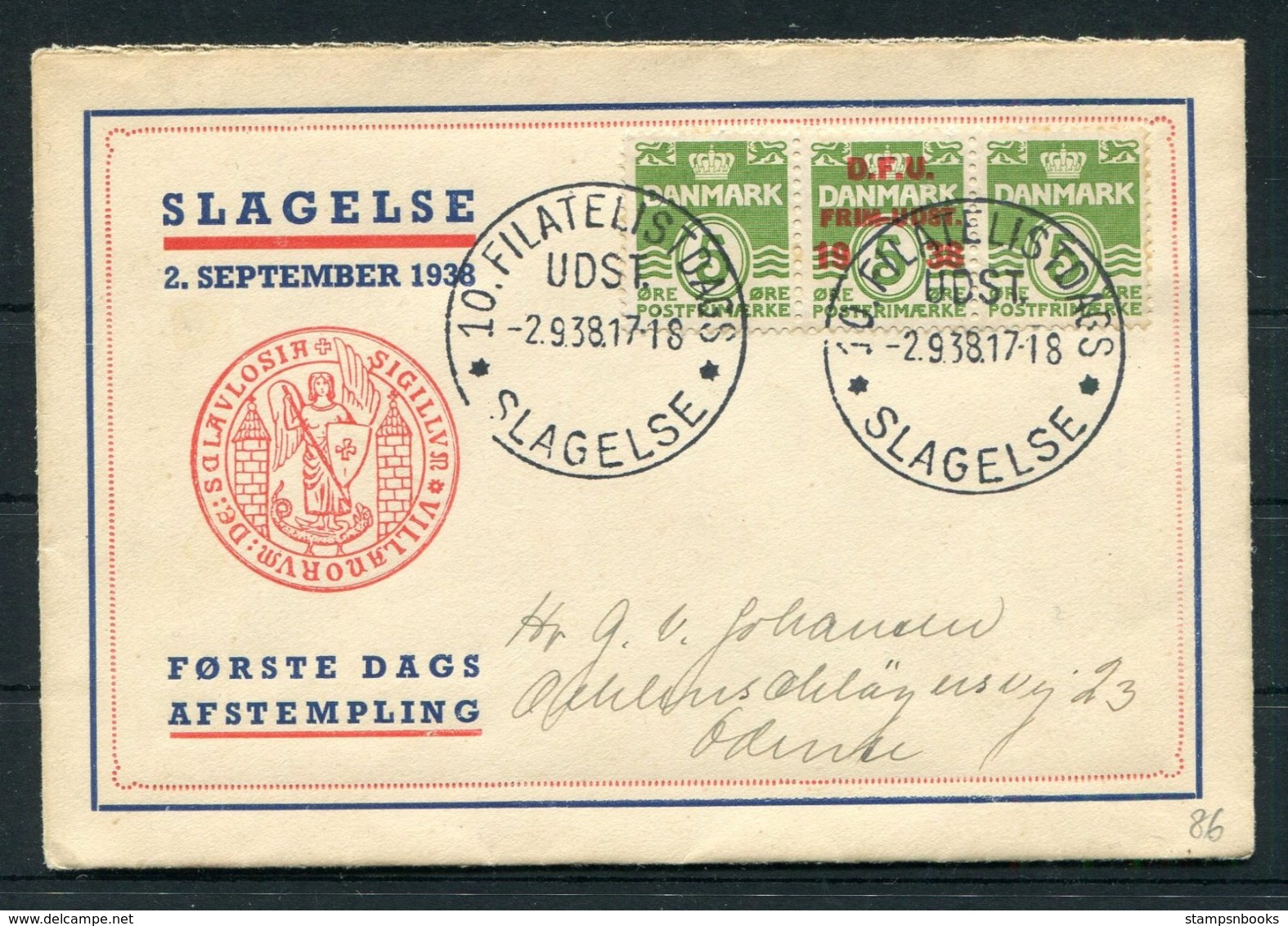 1938 Denmark Slagelse Philatelic Stamp Day Illustrated Cover - Covers & Documents