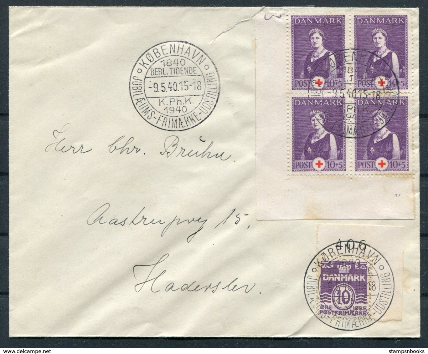 1940 Copenhagen Philatelic Stamp Exhibition Cover Jubilæums-Frimærke-Udstilling, Red Cross. K.Ph.K - Covers & Documents