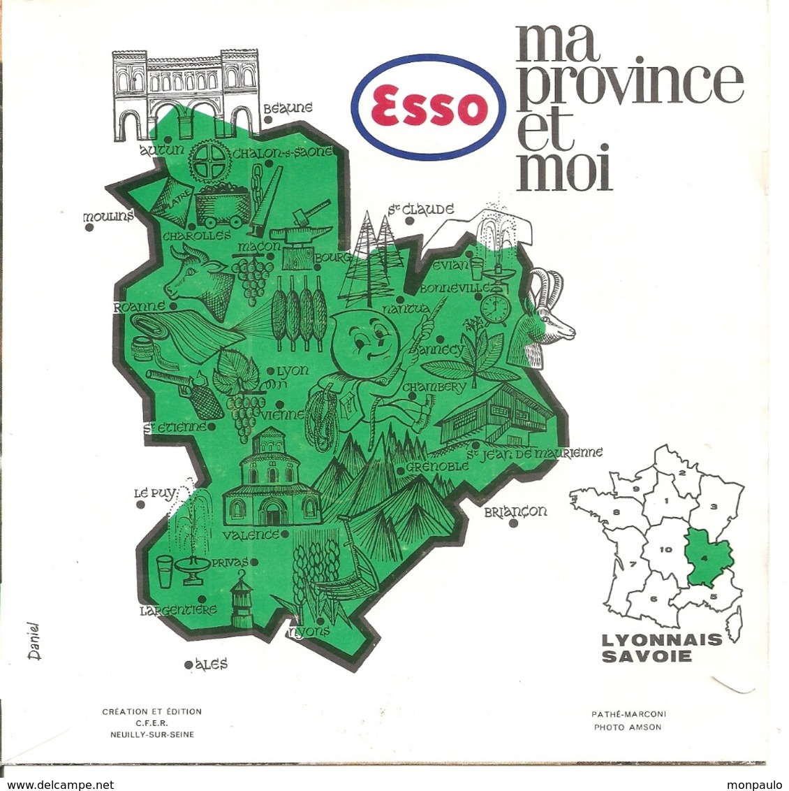 Vinyles. 45 T. Flexi. Ma Province Et Moi. Mathé Altéry. Pub. Esso N°4 Folklore Du Lyonnais Et De La Savoie (1 Titre) - Musicals