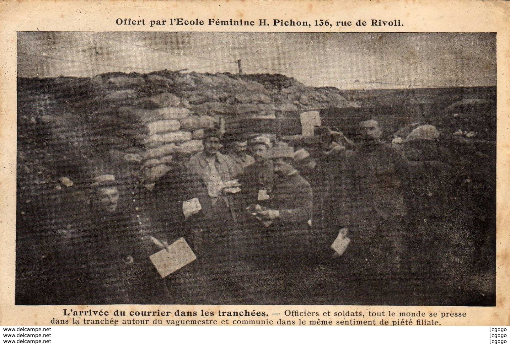 GUERRE 1914-18   L'arrivée Du Courrier Dans Les Tranchées. Officiers Et Soldats Autour Du Vaguemestre. - Guerre 1914-18