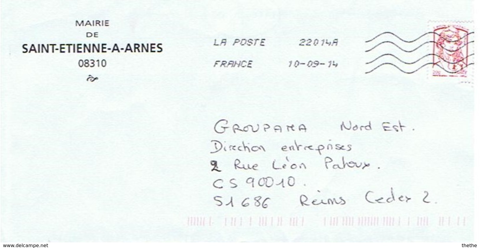 08 -  MAIRIE De SAINT-ETIENNE-A-ARNES  Avec Timbre - PAP: Private Aufdrucke