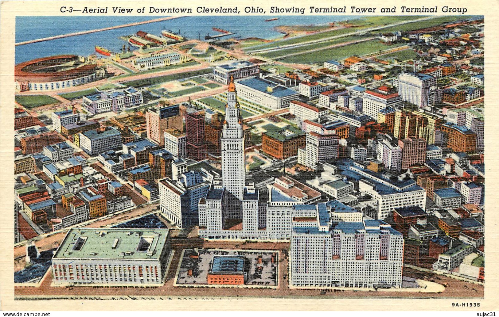 Etats-Unis - Ohio - Aerial View Of Downtown Cleveland - Showing Terminal Tower And Terminal Group - Bon état - Cleveland