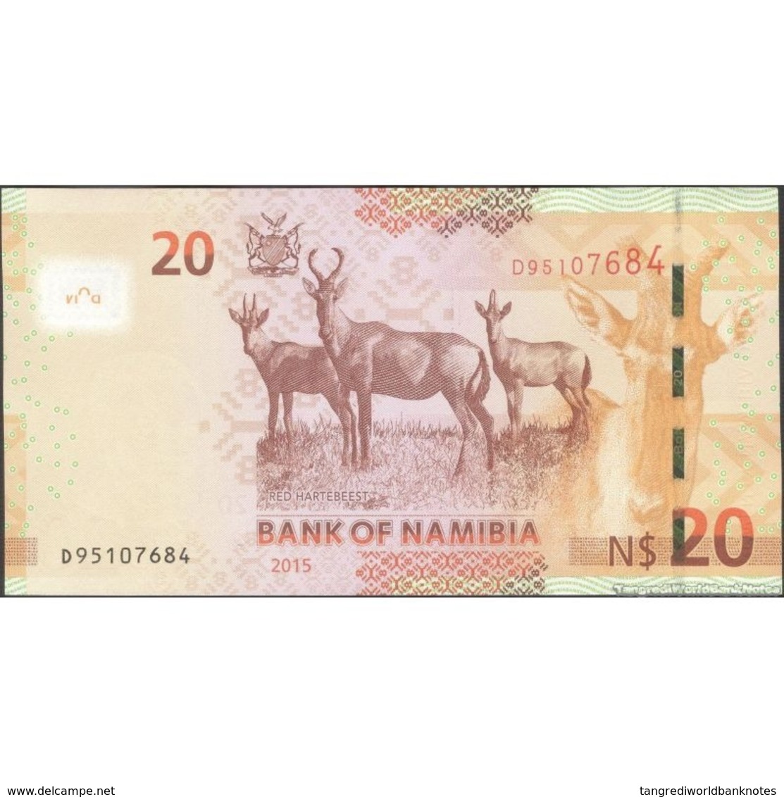 TWN - NAMIBIA 17a - 20 Dollars 2015 Prefix D - Signature: Shiimi﻿ UNC - Namibië