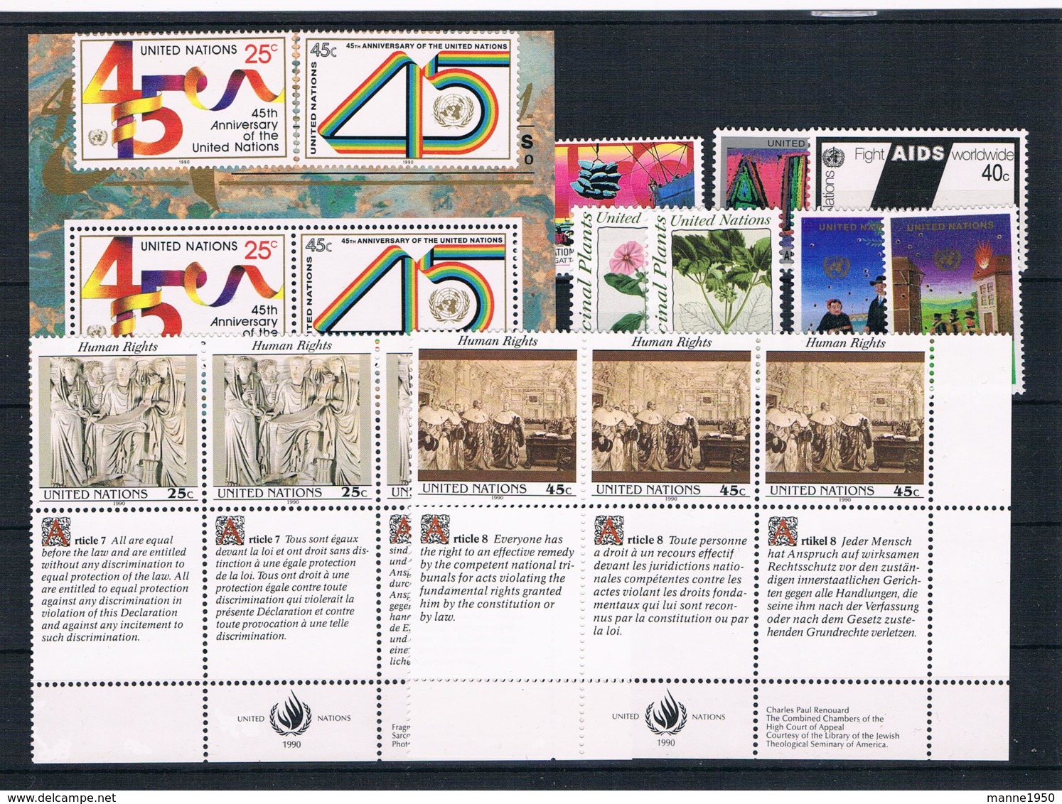 Vereinte Nationen - New York 1990 Jahrgang **  Ohne Flaggen - Collections, Lots & Series
