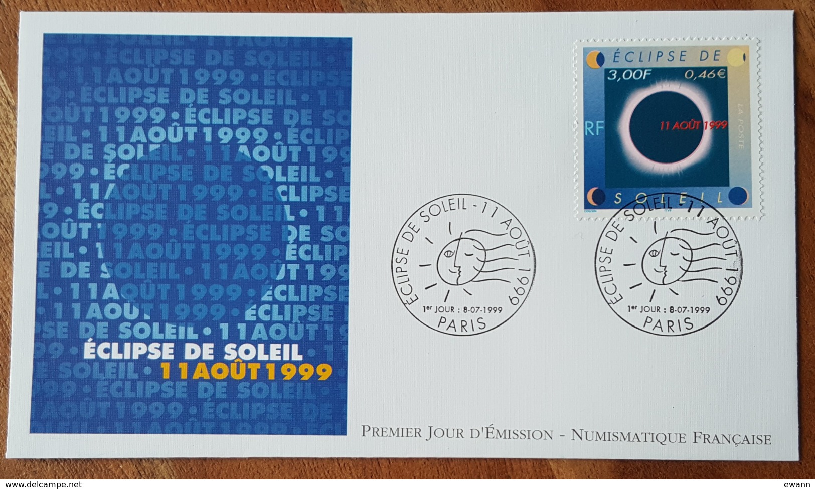 FDC 1999 - YT N°3261 - ECLIPSE DE SOLEIL - PARIS - 1990-1999