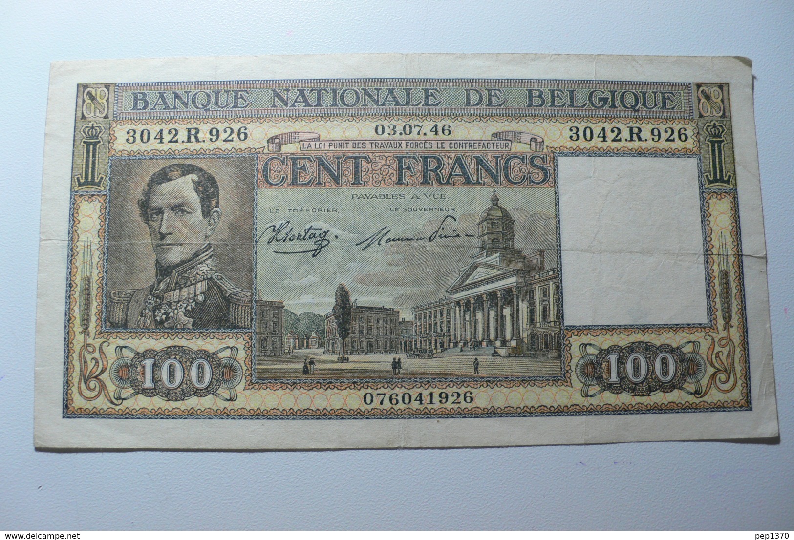 BELGICA - BILLETE DE 100 FRANCOS BELGAS DE 1946 - 100 Frank