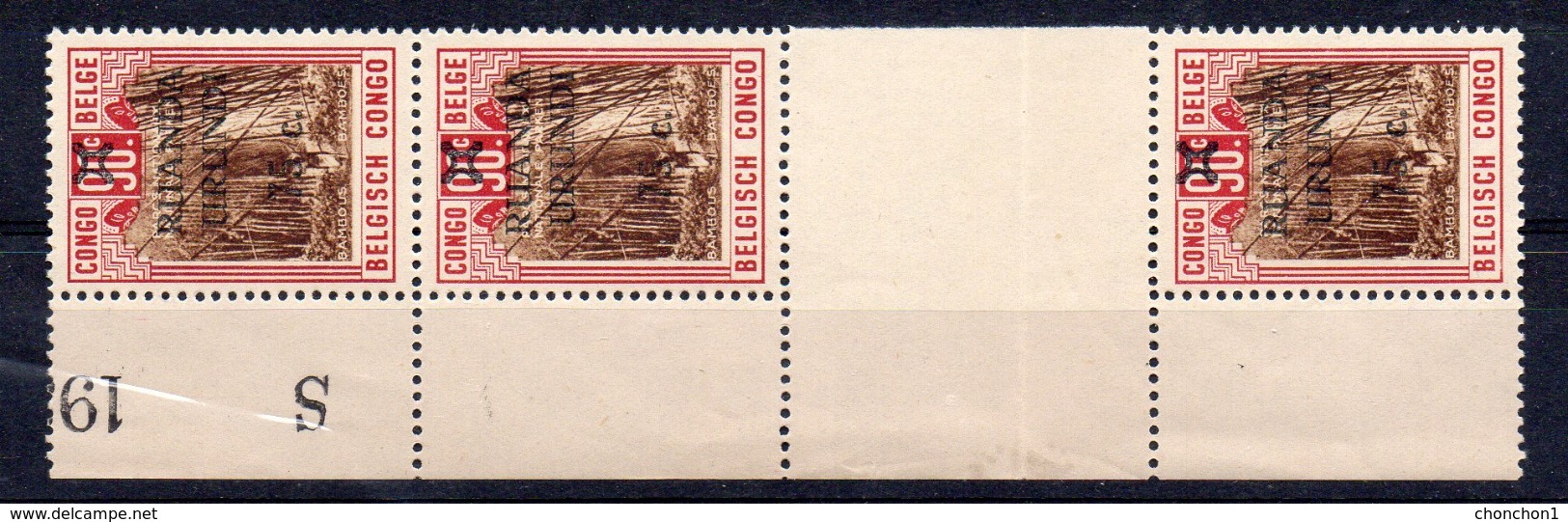 RUANDA-URUNDI - COB 119 - 3X - INTERPANNEAU + INSCRIPTIONS MARGE - XX  - UN6 - Unused Stamps