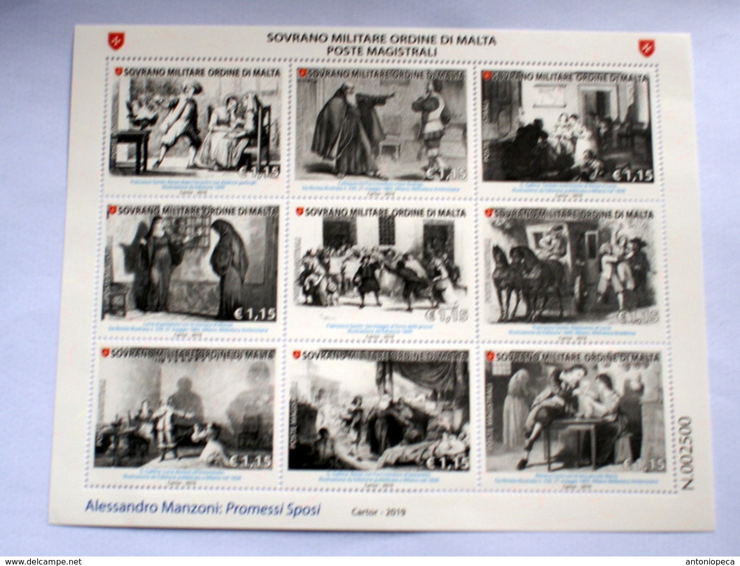 SMOM 2019, MANZONI, I PROMESSI SPOSI, MINISHEET MNH** - Sovrano Militare Ordine Di Malta