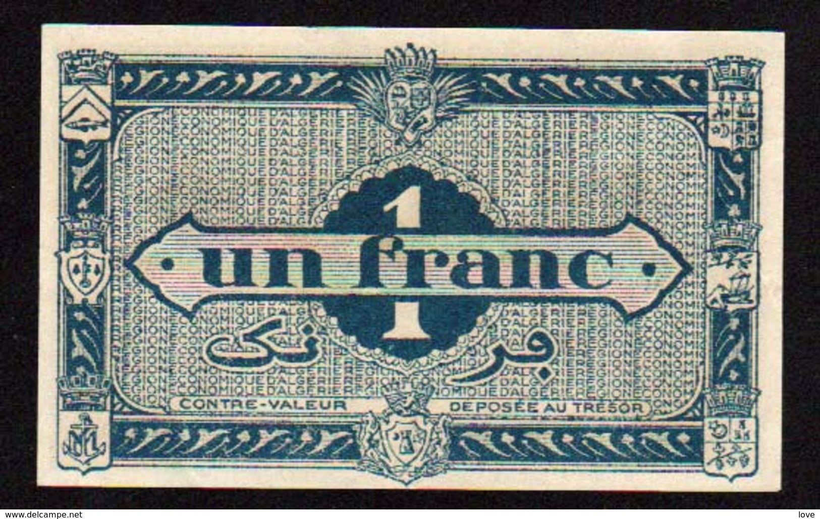 ALGERIE: Billet De 1F Bleu. Date: 1944. N° 98 A Série B2. Neuf - Algerije