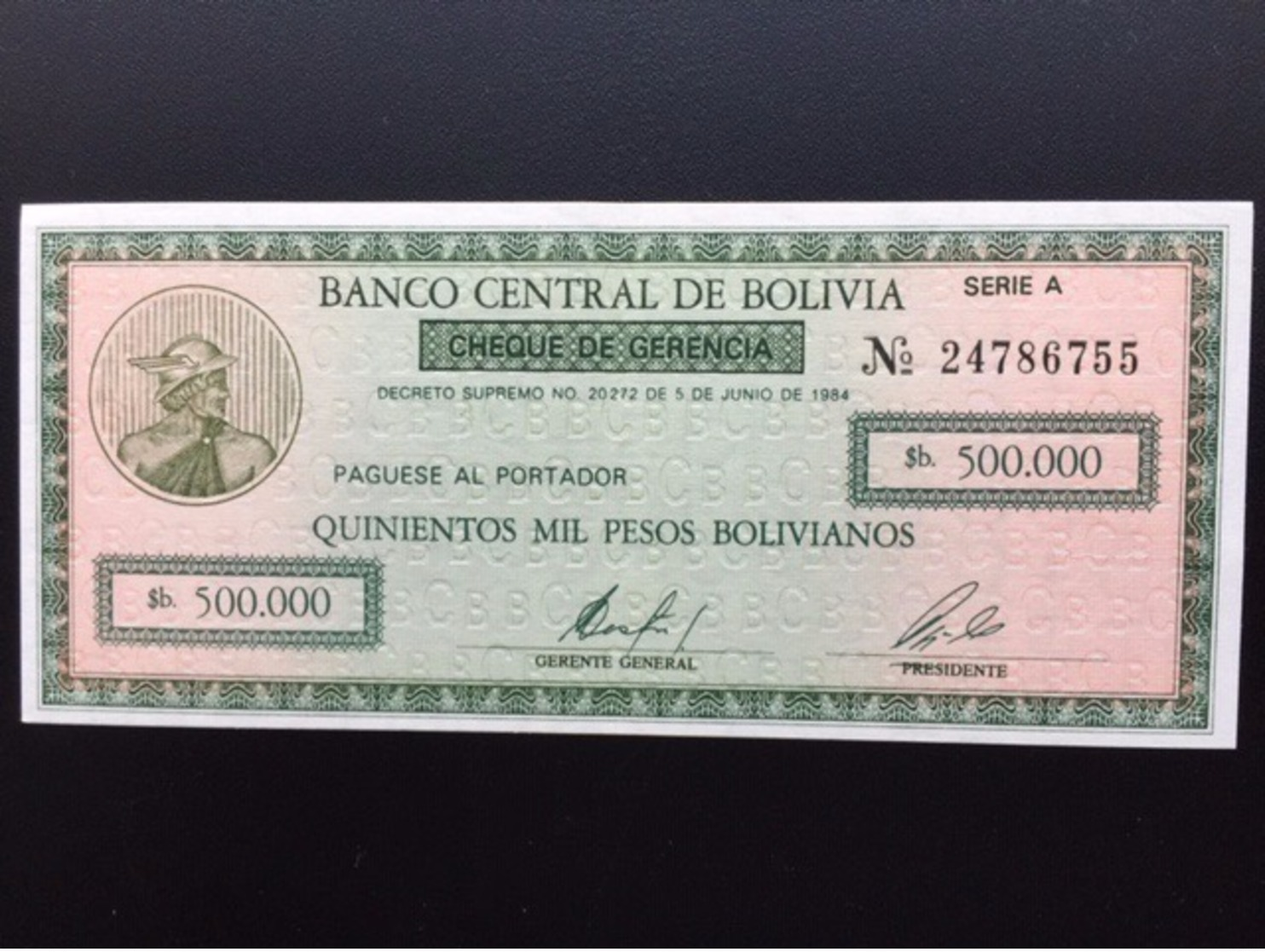 BOLIVIA P189 500000 PESOS BOLIVIANOS 1984 UNC - Bolivia