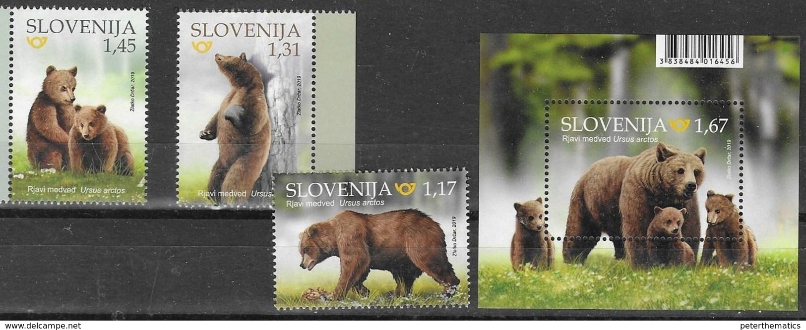 SLOVENIA ,2019, MNH, FAUNA, BEARS,  3v+S/SHEET - Bears