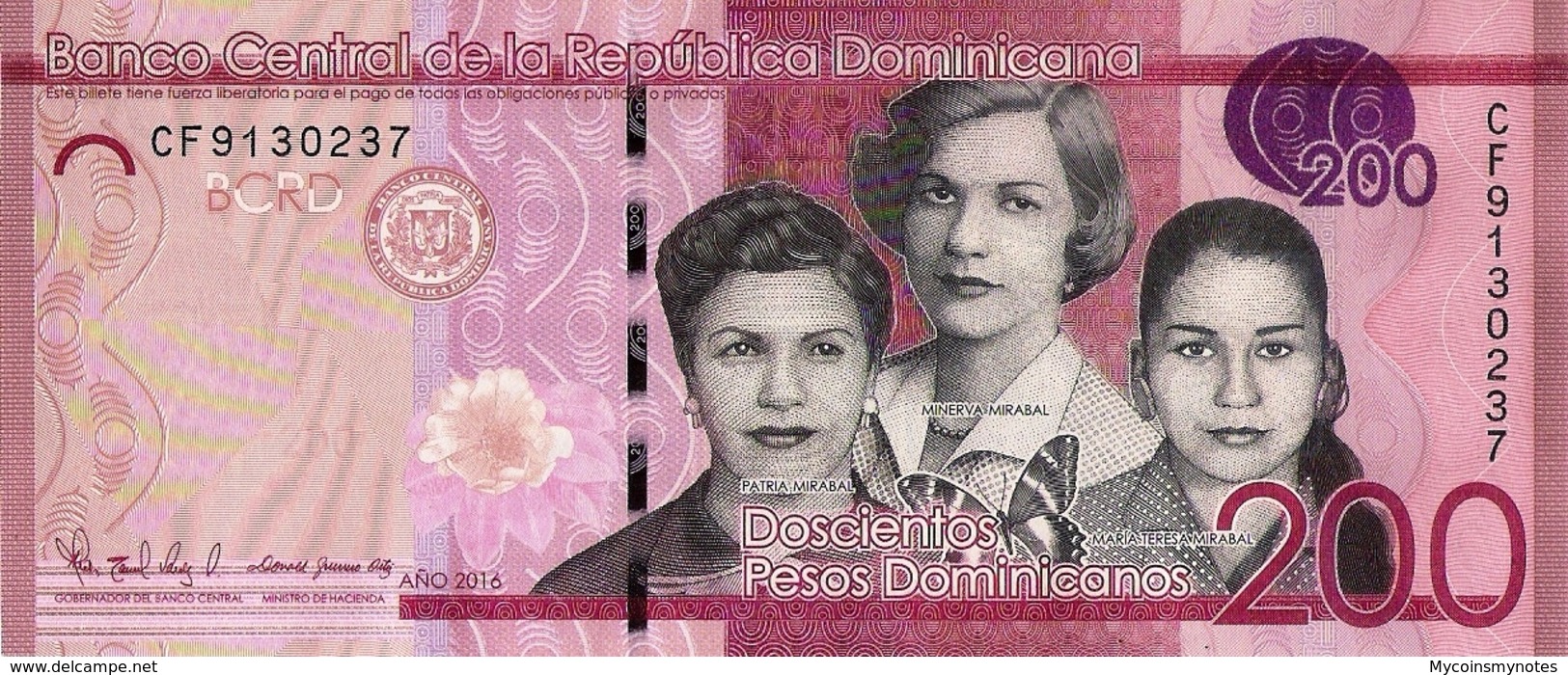 DOMINICAN REPUBLIC 200 Pesos, 2016, P191, Redesigned And New Signature, UNC - Dominicana