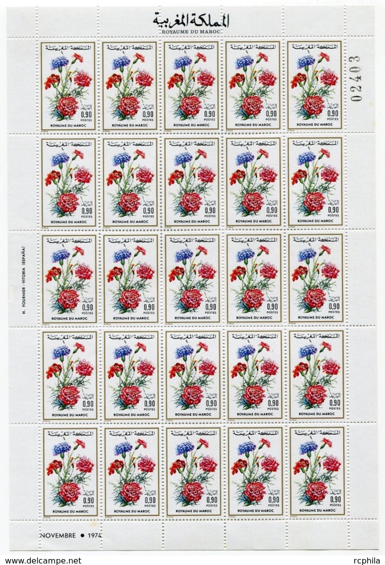 RC 14315 MAROC N° 720 FLORE MAROCAINE FLEURS FEUILLE DE 25 EXEMPLAIRES COTE 75,00€ NEUF ** - Morocco (1956-...)